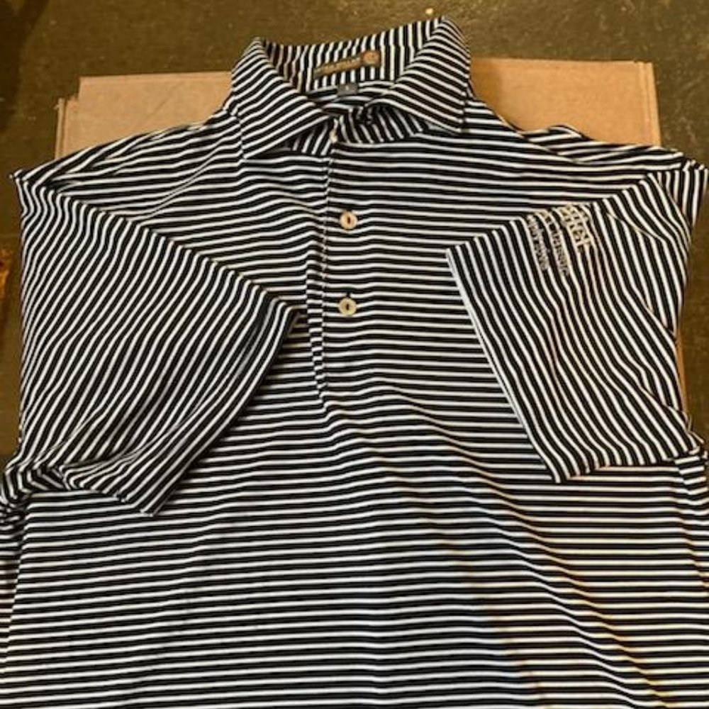 Black and White Striped Peter Millar Polo